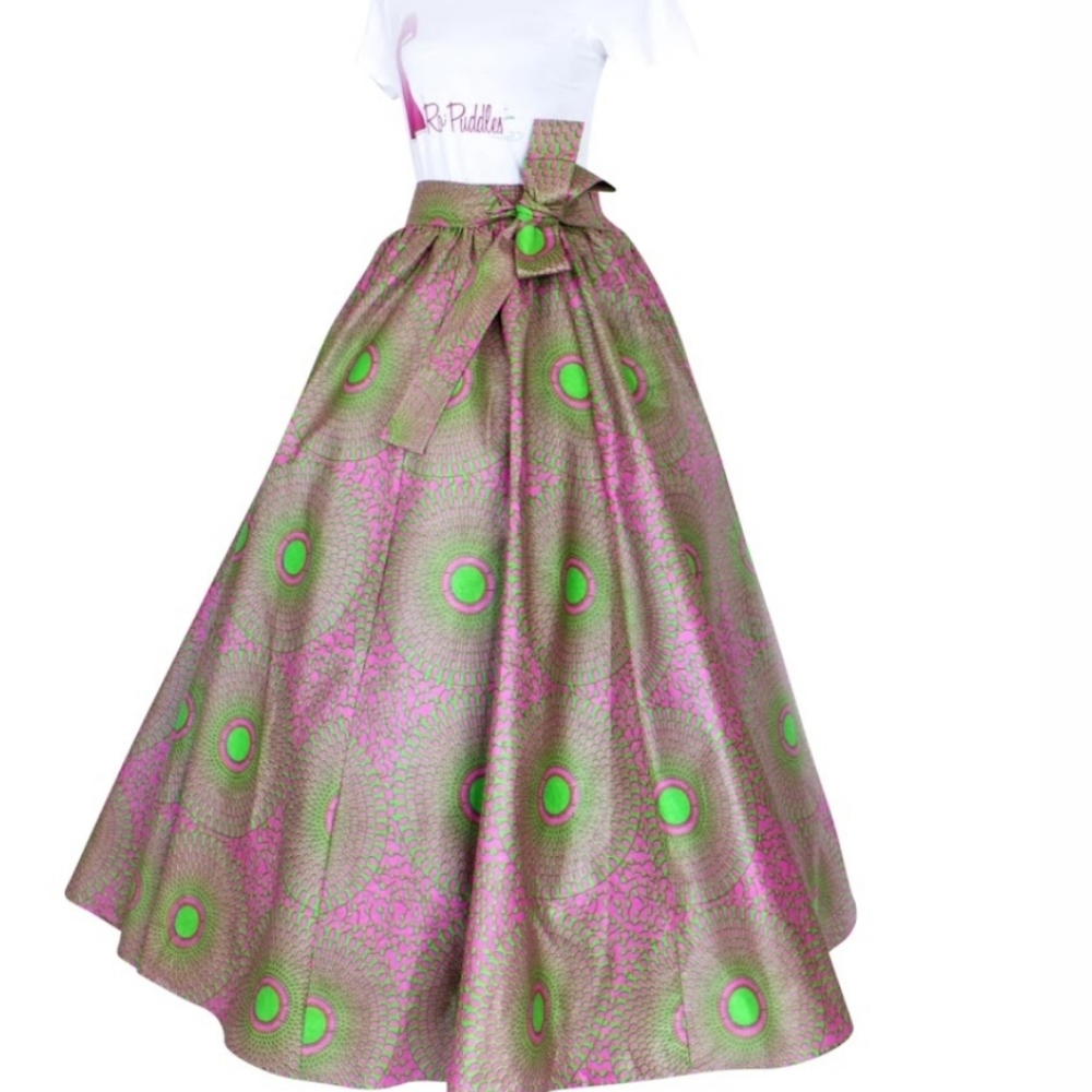Kara Chic one size fits most, pink and green maxi skirt